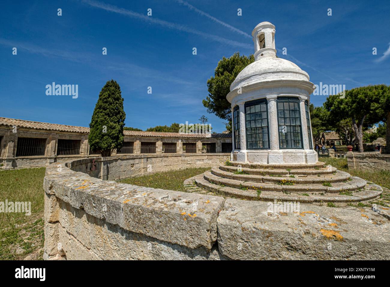 Cappella circolare, Mahon Lazaret, penisola di San Felipet, porto di Mahon, Minorca, isole baleari, Spagna Foto Stock