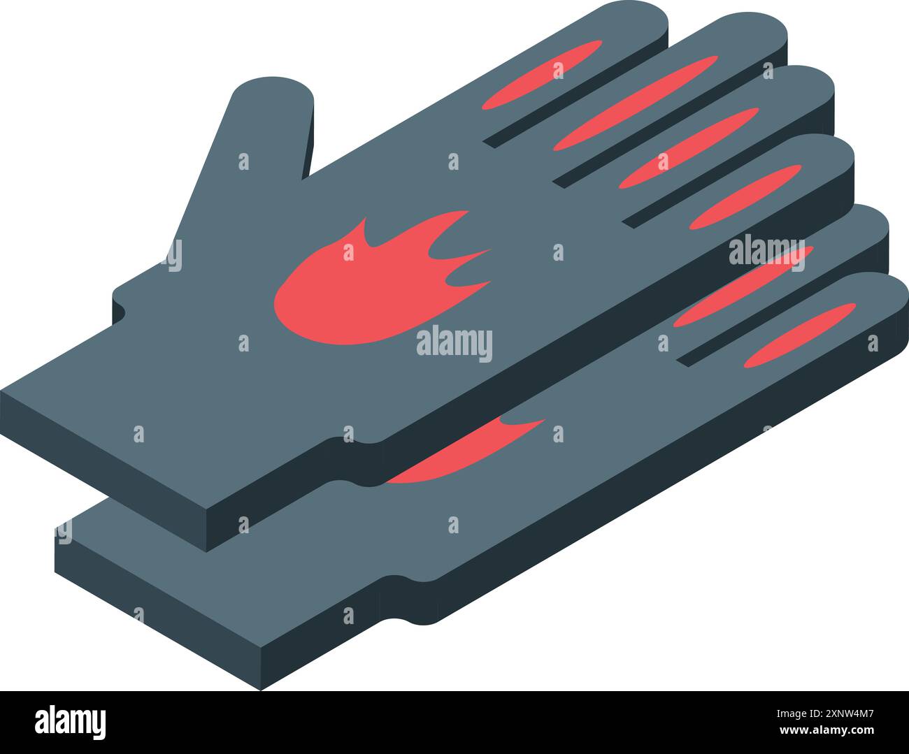 Guanti ignifughi che proteggono le mani da ustioni e calore, attrezzature di sicurezza per vigili del fuoco e lavoratori in ambienti pericolosi Illustrazione Vettoriale