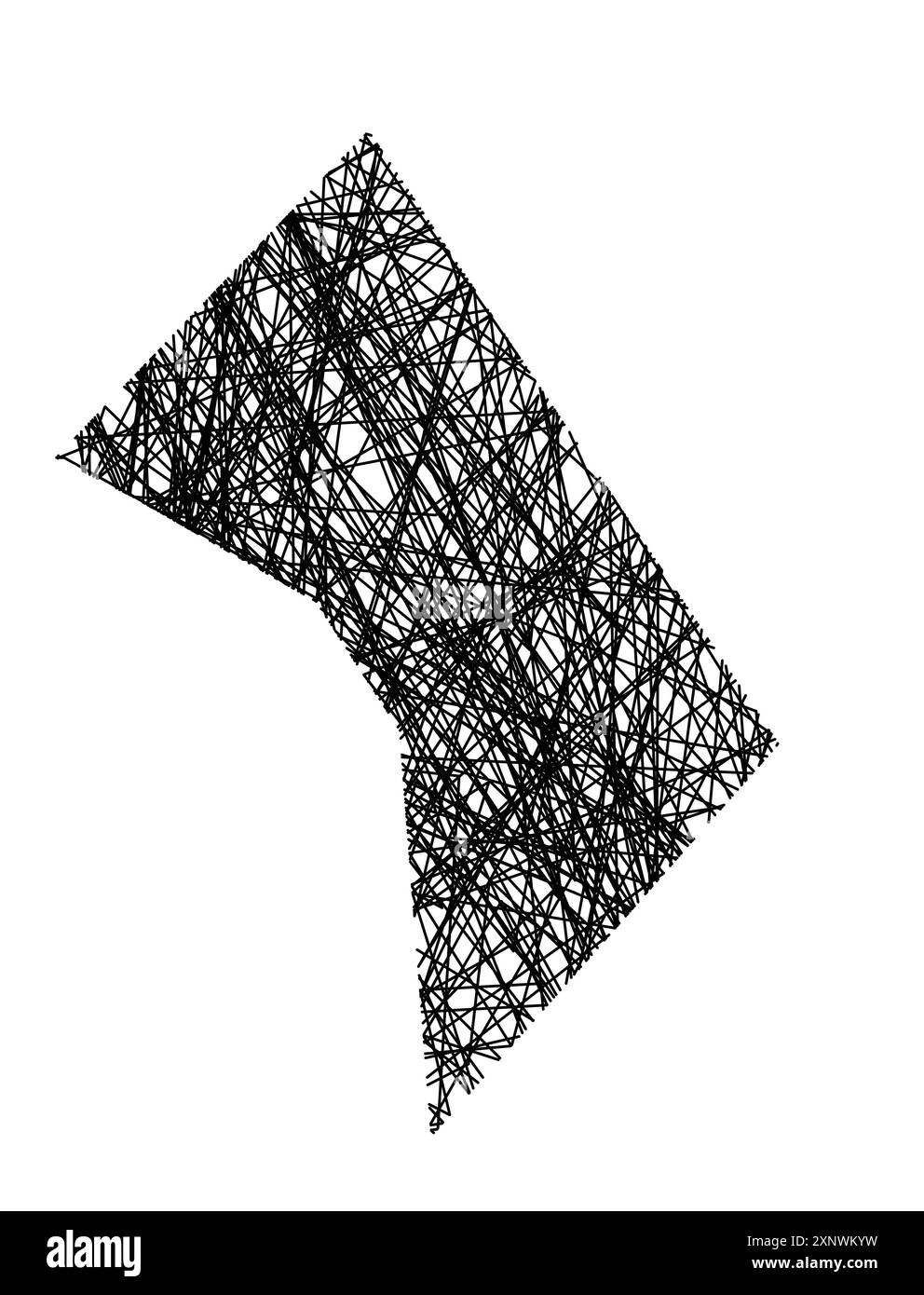 Mappa dei simboli del Distretto Federale di Washington, Distretto di Columbia (Stati Uniti d'America) che mostra lo stato con linee nere incrociate come Mikad Illustrazione Vettoriale