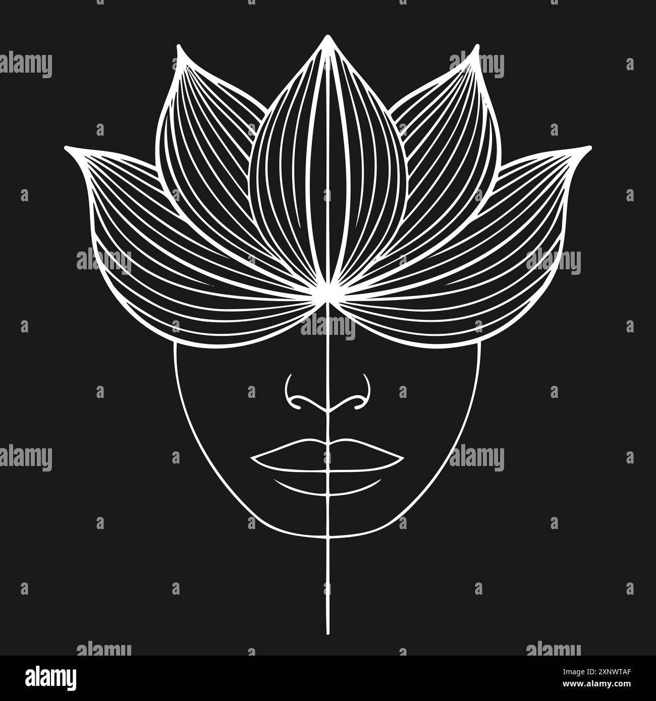 Elegante Line Art of Woman con fiore di loto Illustrazione Vettoriale