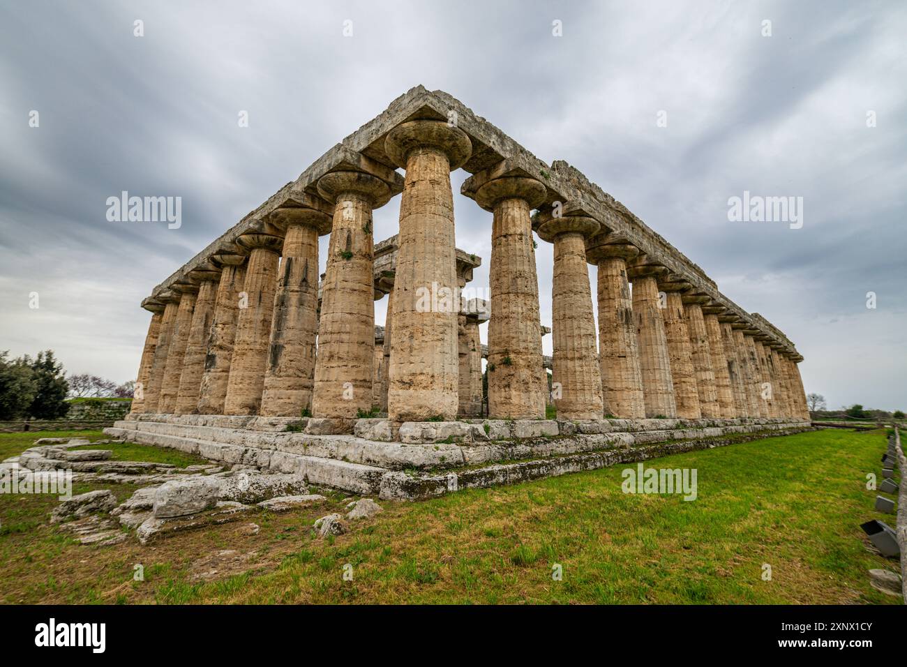 I templi greci di Paestum, patrimonio dell'umanità dell'UNESCO, Campania, Italia, Europa Foto Stock