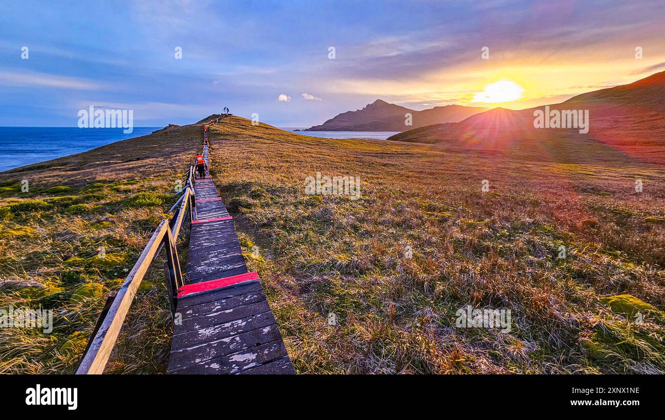 Passerella a Capo Horn, il punto più meridionale del Sud America, l'isola di Hornos, la Terra del fuoco, il Cile, il Sud America Foto Stock