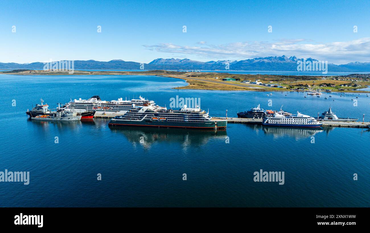 Aerea di Ushuaia, Canale di Beagle, Terra del fuoco, Argentina, Sud America Foto Stock