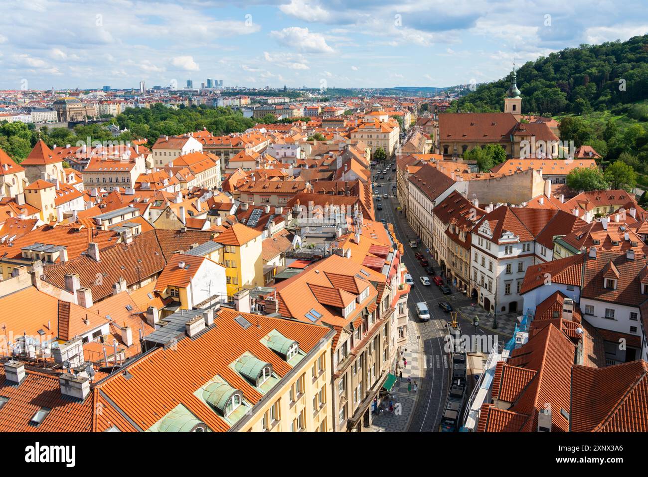 Città minore vista dal Campanile di San Nicola, patrimonio dell'umanità dell'UNESCO, Praga, Boemia, Repubblica Ceca (Cechia), Europa Foto Stock