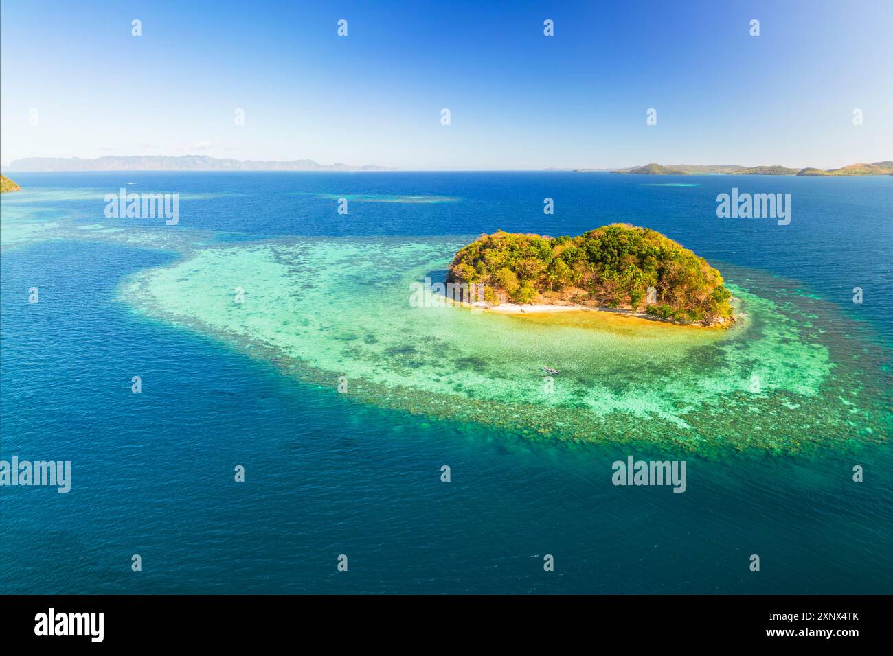 Sand Island al largo di Chindonan Island, Isole Calamian, Coron, Palawan, Filippine, sud-est asiatico, Asia Foto Stock