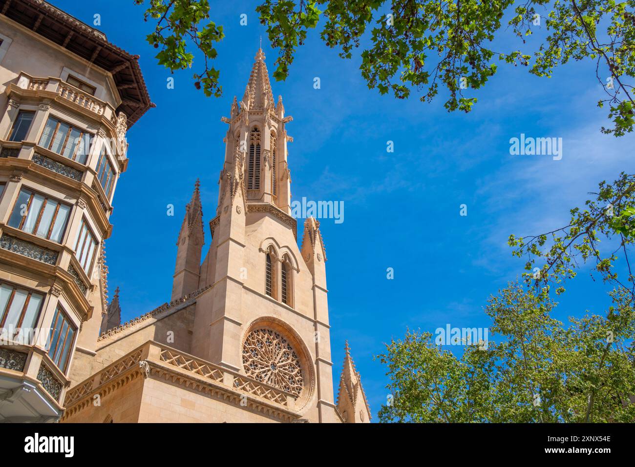 Vista di Santa Eulalia de Ciutat de Mallorca, Palma de Mallorca, Maiorca, Isole Baleari, Spagna, Mediterraneo, Europa Foto Stock