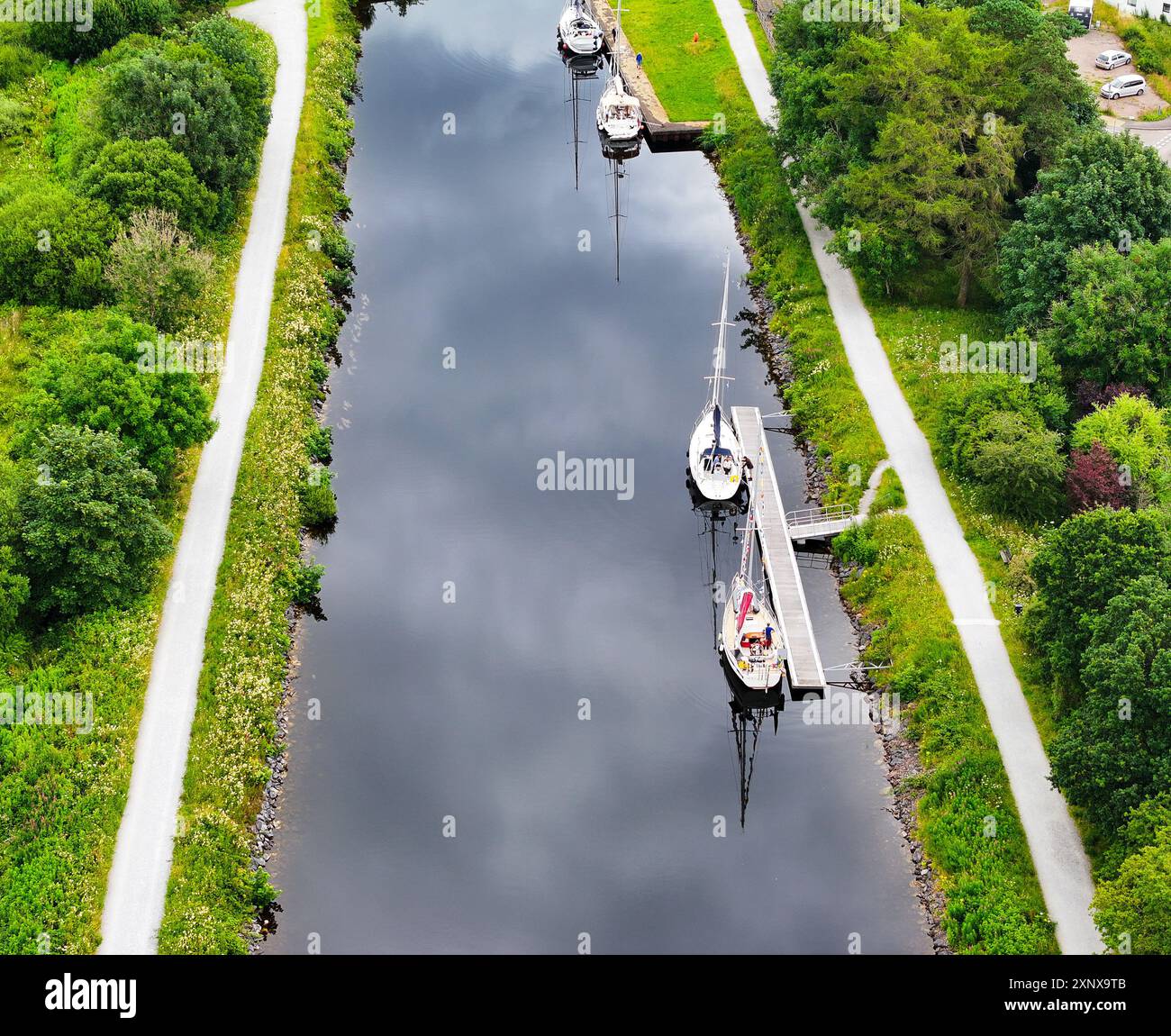 Vista dal drone Aerual del canale Caledonian presso Banavie Fort William Foto Stock