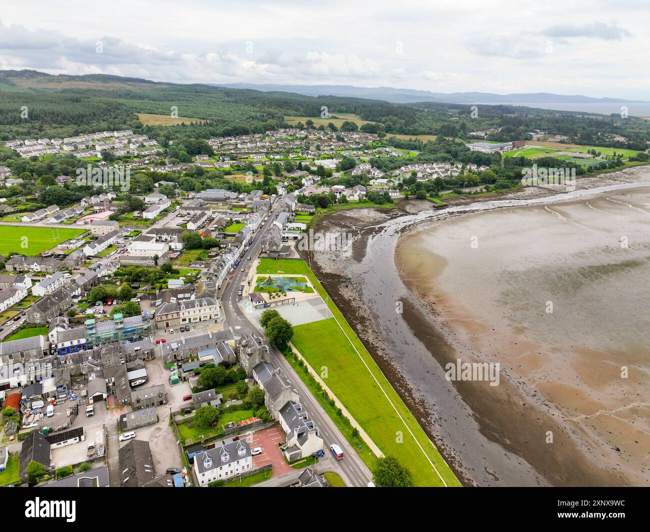 Veduta aerea di Lochgilphead con drone Foto Stock