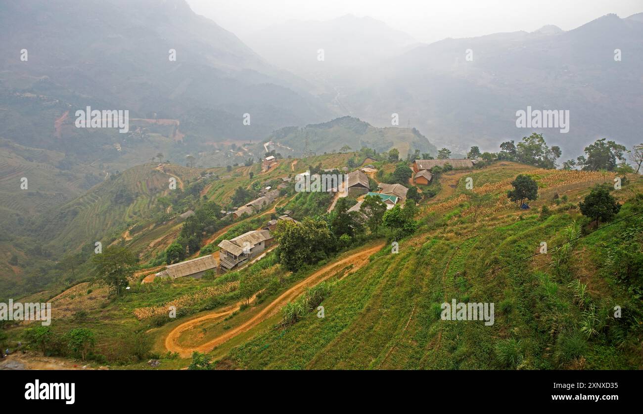 BAC Sum, villaggio della minoranza Hmong, provincia di ha Giang, Vietnam Foto Stock