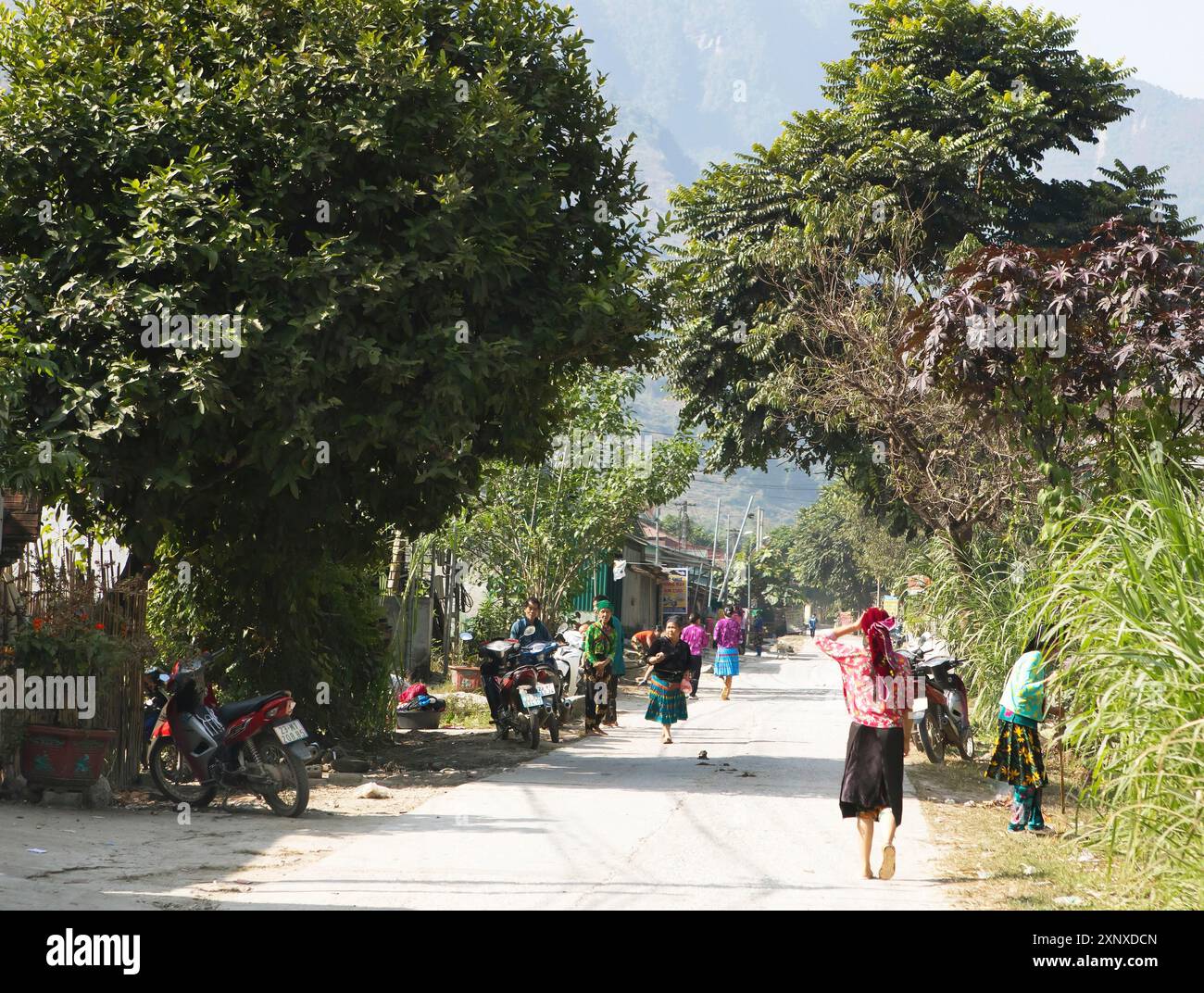 Scena di strada negli altopiani settentrionali, provincia di ha Giang, Vietnam Foto Stock