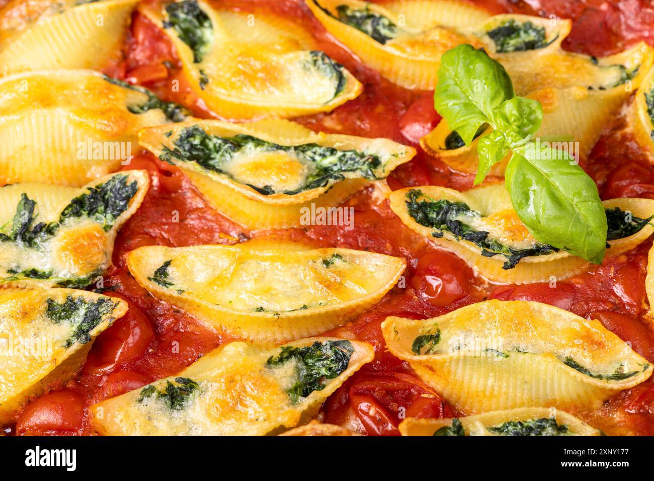 Conchiglino italiano ripieno di spinaci Foto Stock