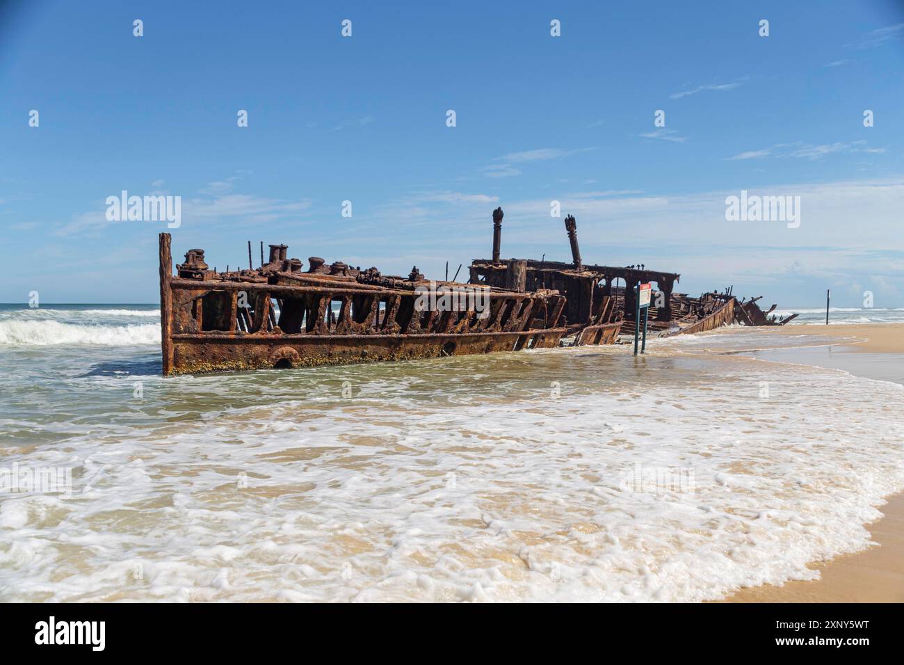 Il naufragio S.S. Maheno sull'isola di Fraser in Queensland, Australia Foto Stock