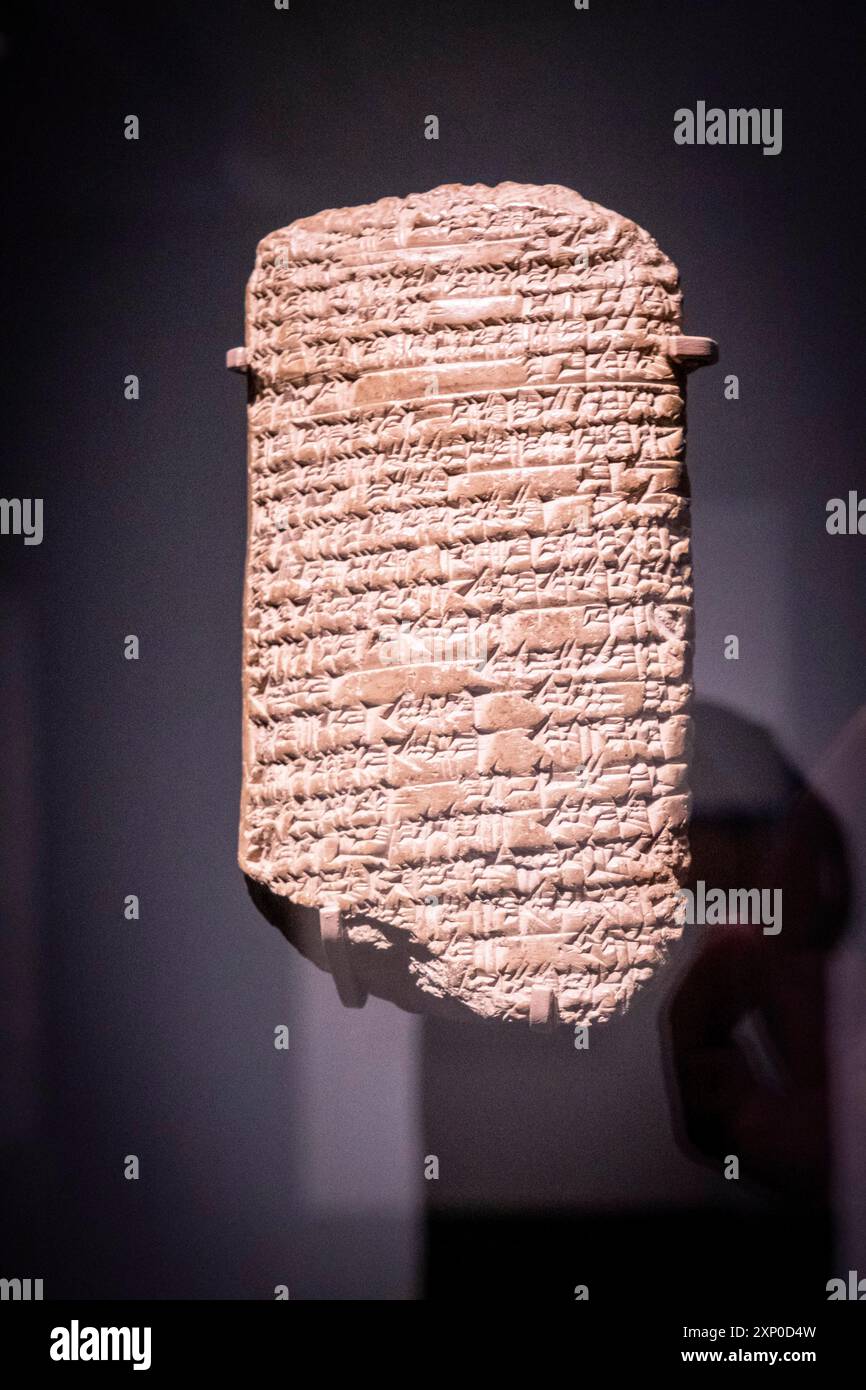 Tavoletta con testo cuneiforme, missivo di un re babilonese, argilla, regno di Amenofi IV/Akhenaton, 1352-1336 a.C., Tell el-Amarna, egitto, collezione di Foto Stock