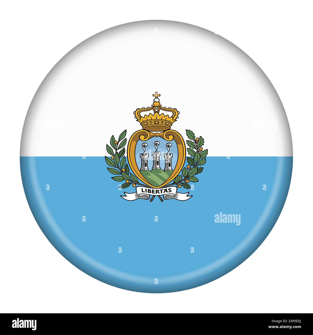 Illustrazione del pulsante della bandiera di San Marino con percorso di ritaglio Foto Stock