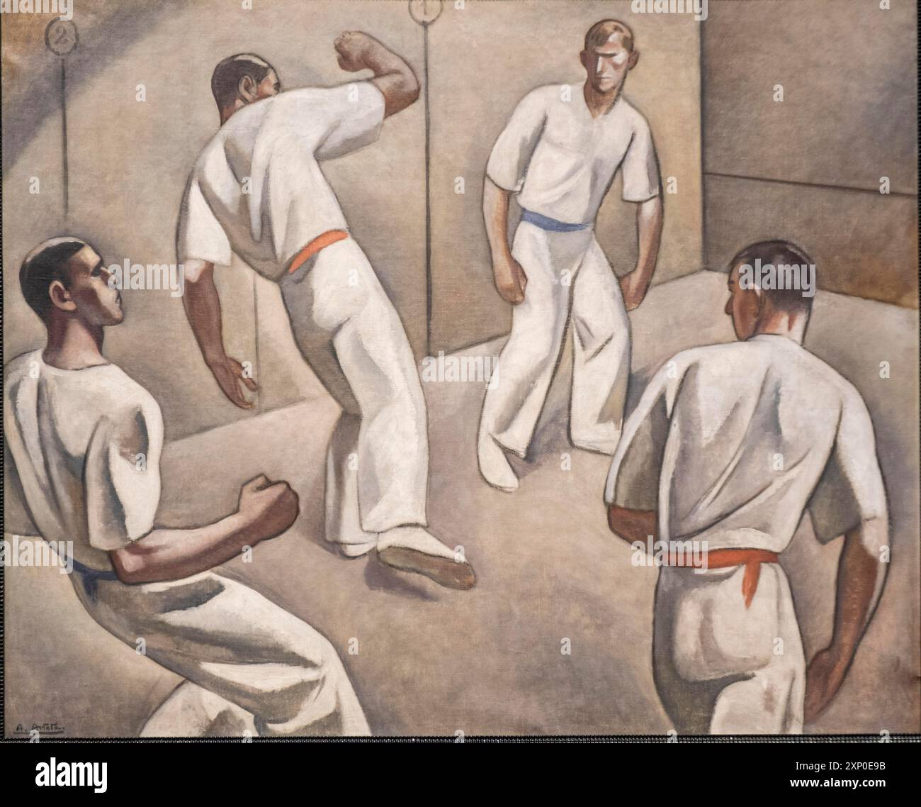 Aurelio Arteta, giocatori di Pelota o un gioco di Pelota, 1925-1930, olio su tela, Museo de Bellas Artes, Bilbao, Spagna Foto Stock