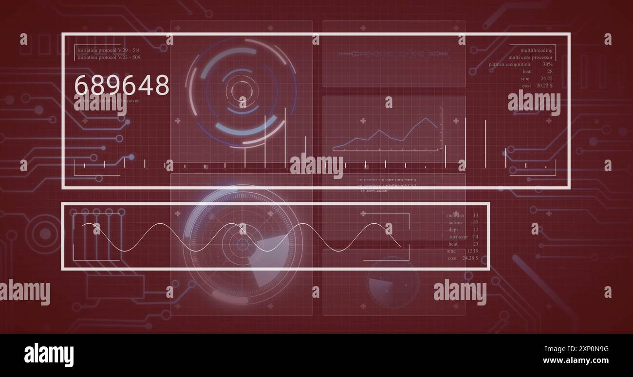 Elaborazione dei dati digitali e analisi delle immagini tramite interfaccia tecnologica RED Foto Stock