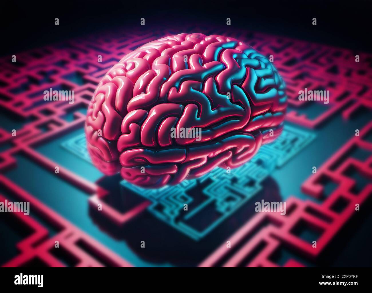 Interfaccia cervello-computer, illustrazione concettuale. Foto Stock