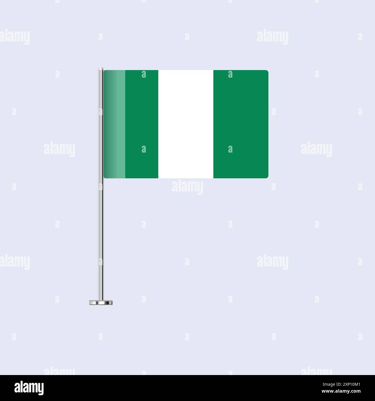 Bandiera della Nigeria isolata sul palo, progettazione vettoriale della bandiera nigeriana per la stampa e il Web Illustrazione Vettoriale