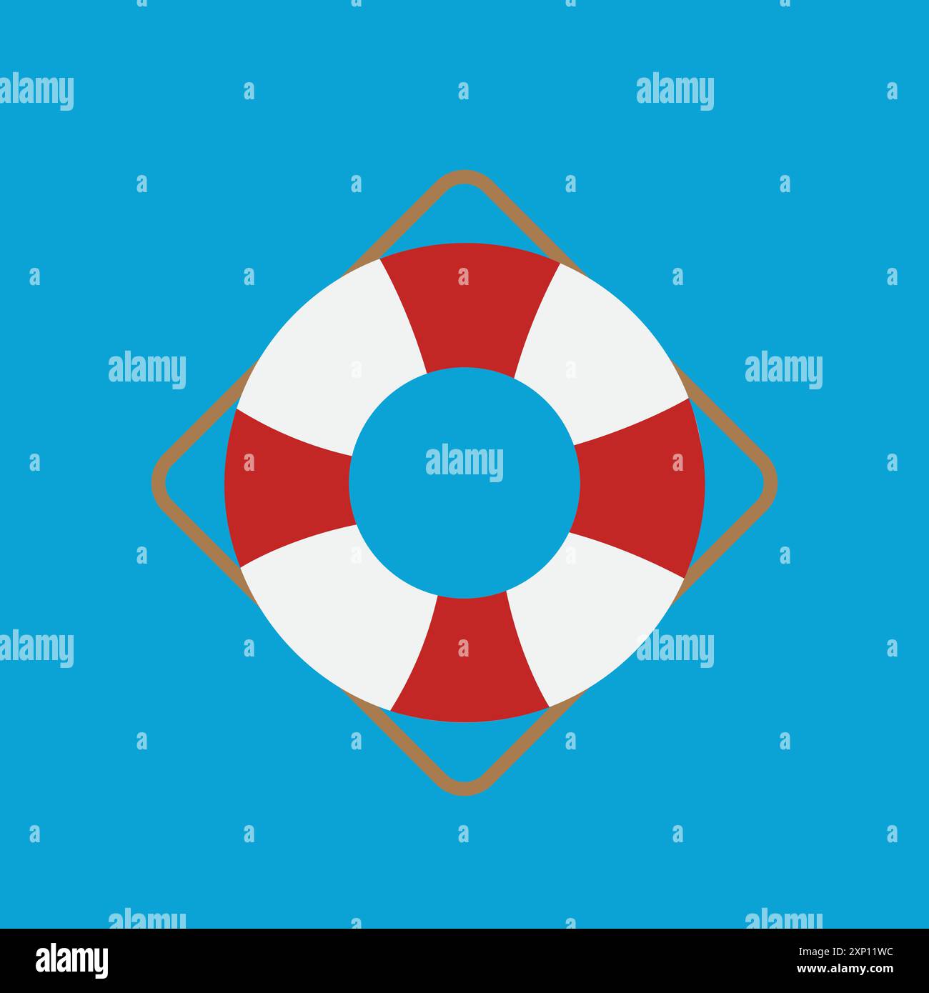 Icona Lifebuoy isolata su sfondo blu, bellissimo vettore del bagnino Illustrazione Vettoriale