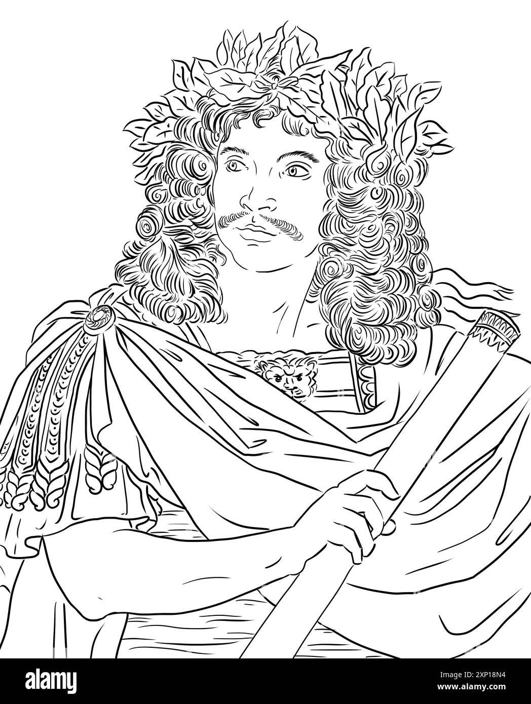 Ritratto di Molière, Jean-Baptiste Poquelin, famoso attore e drammaturgo francese Foto Stock