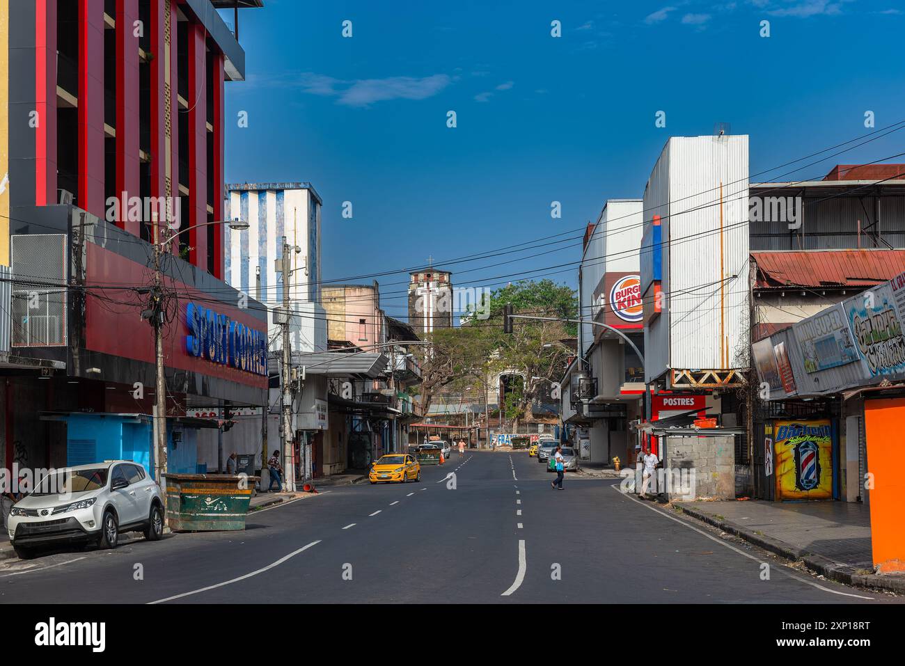 Strade ed edifici nel centro di Panama City Foto Stock