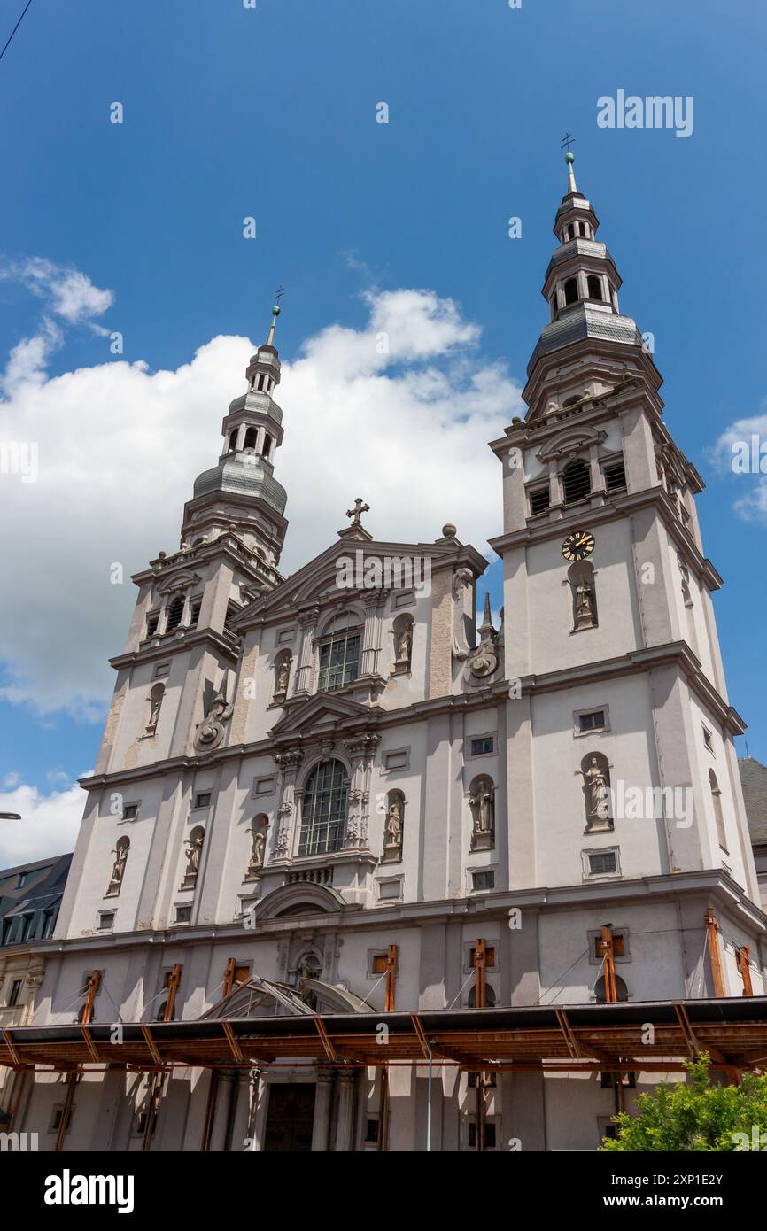 Chiesa di San Giovanni a Stift Haug in ricostruzione, Wurzburg, Baviera Foto Stock