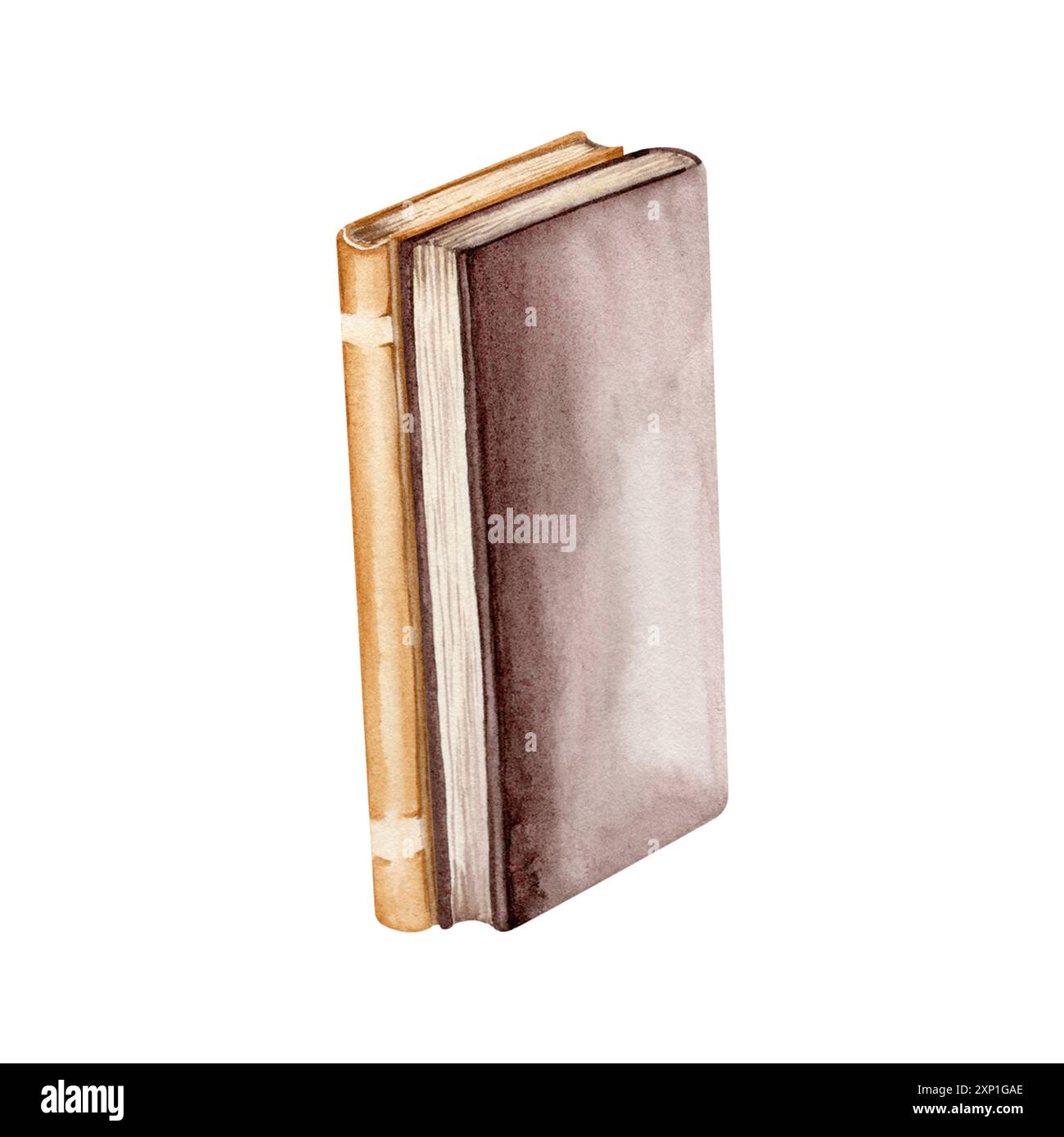 Libri d'epoca. Volume in edizione retrò disegnato a mano. Libreria d'antiquariato. Illustrazione ad acquerello disegnata a mano isolata dallo sfondo. Disegna elemen Foto Stock