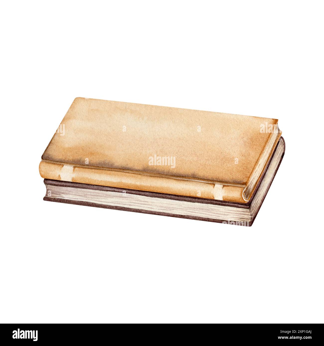 Libri d'epoca. Volume in edizione retrò disegnato a mano. Libreria d'antiquariato. Illustrazione ad acquerello disegnata a mano isolata dallo sfondo. Disegna elemen Foto Stock