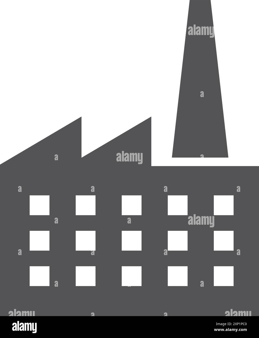 Icona di un edificio urbano industriale. Fabbrica nera o raffineria Illustrazione Vettoriale