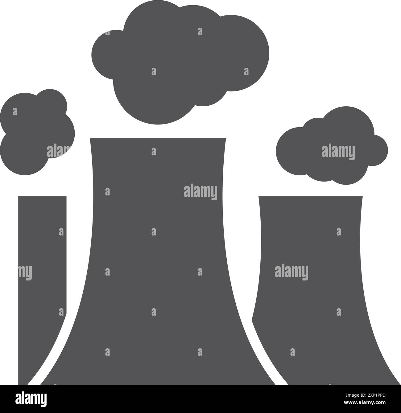 Icona nera della centrale nucleare. Produzione di energia Illustrazione Vettoriale