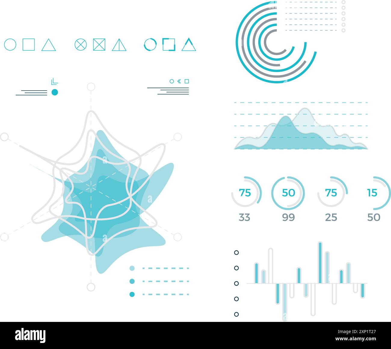 Modello di dati infografici. Dashboard grafico aziendale Illustrazione Vettoriale