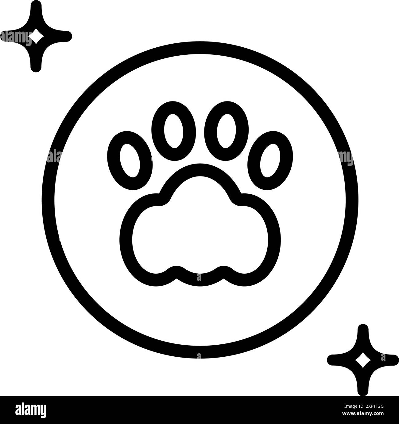 Stampa zampa animale. Icona della linea zampa del cane o del gatto. Cartello di ingombro per animali domestici. Icona Dog Track. Semplice illustrazione vettoriale isolata su bianco. Illustrazione Vettoriale