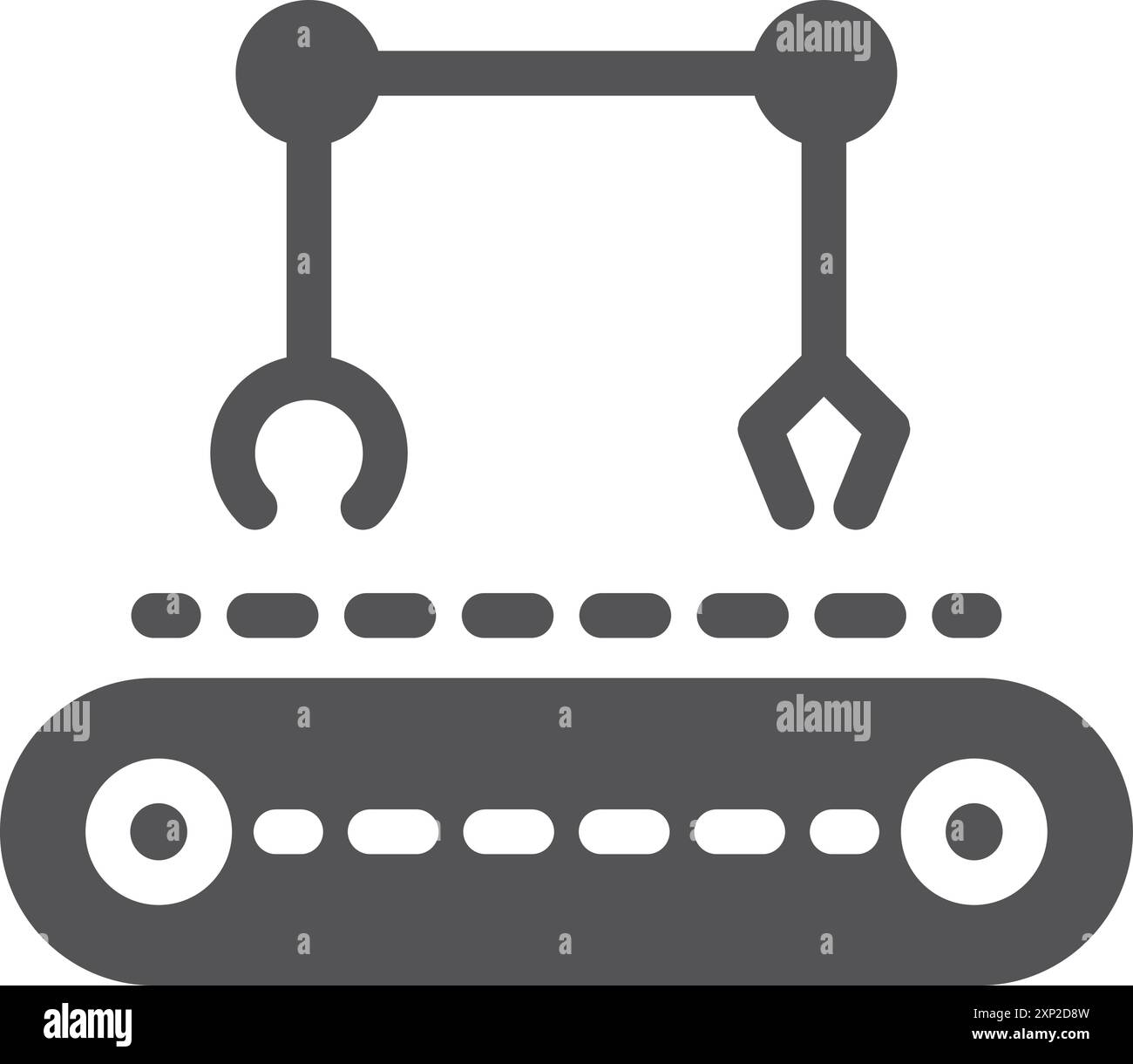 Icona nera del convogliatore. Linea di assemblaggio di produzione automatica Illustrazione Vettoriale