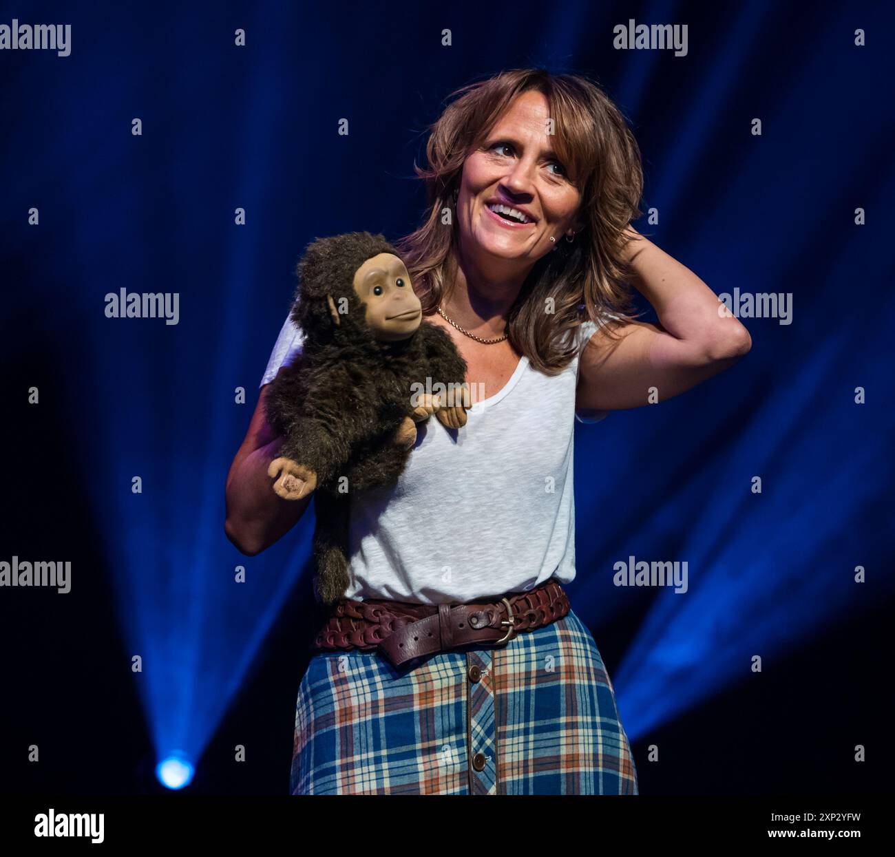 Edimburgo, Scozia, Regno Unito, 03 agosto 2024, Edinburgh Festival Fringe: The Pleasance lancia i suoi spettacoli per il Fringe 2024, il suo 40 ° anniversario. Nella foto: Ventriloquo Nina conti. Crediti: Sally Anderson/Alamy Live News Foto Stock