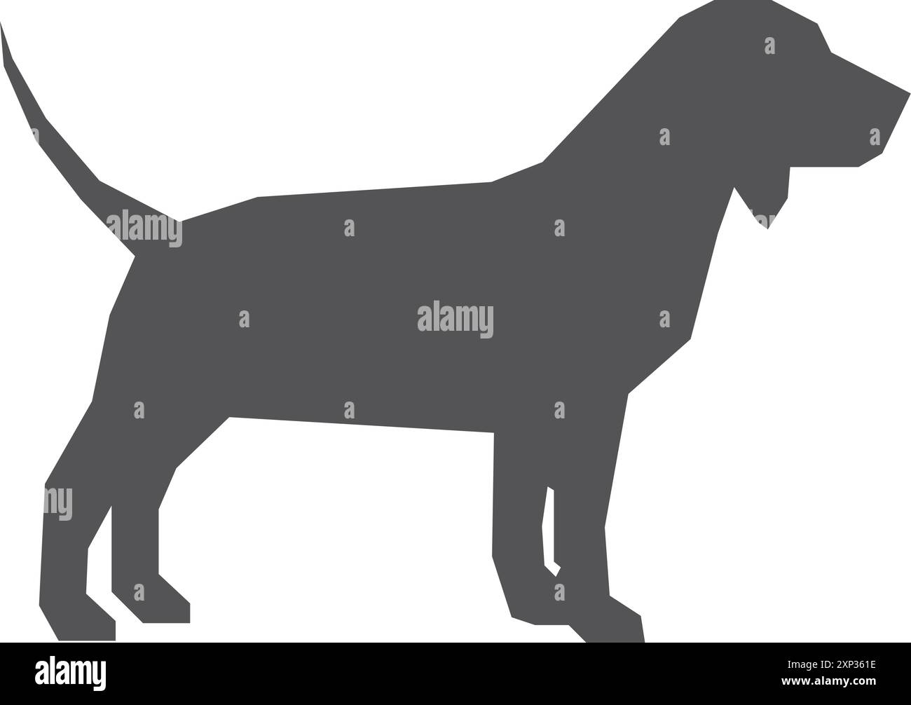 Silhouette Beagle nera. Icona animale. Vista lato cane Illustrazione Vettoriale