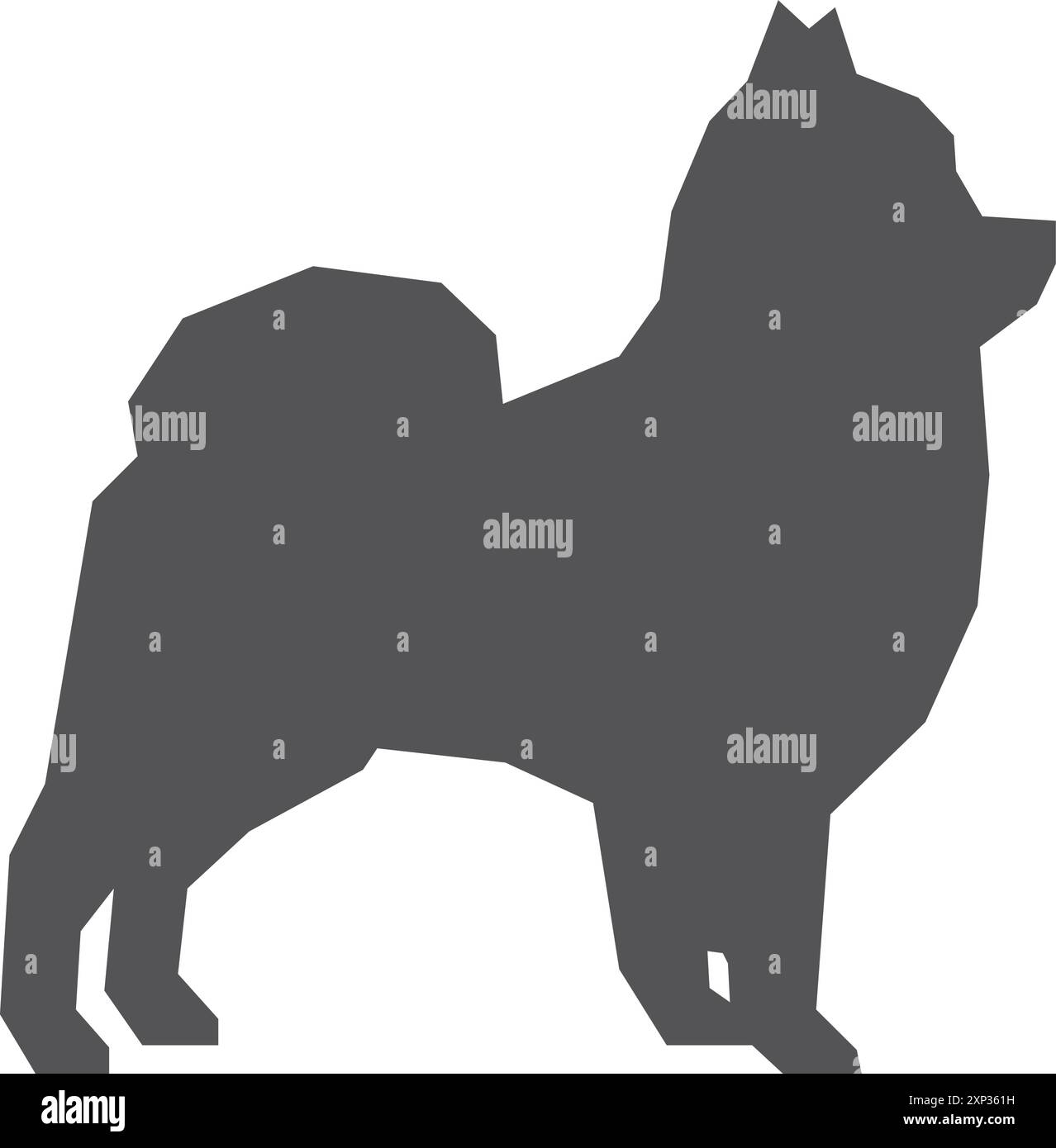 Silhouette nera della Pomerania. Logo del cane. Icona PET Illustrazione Vettoriale