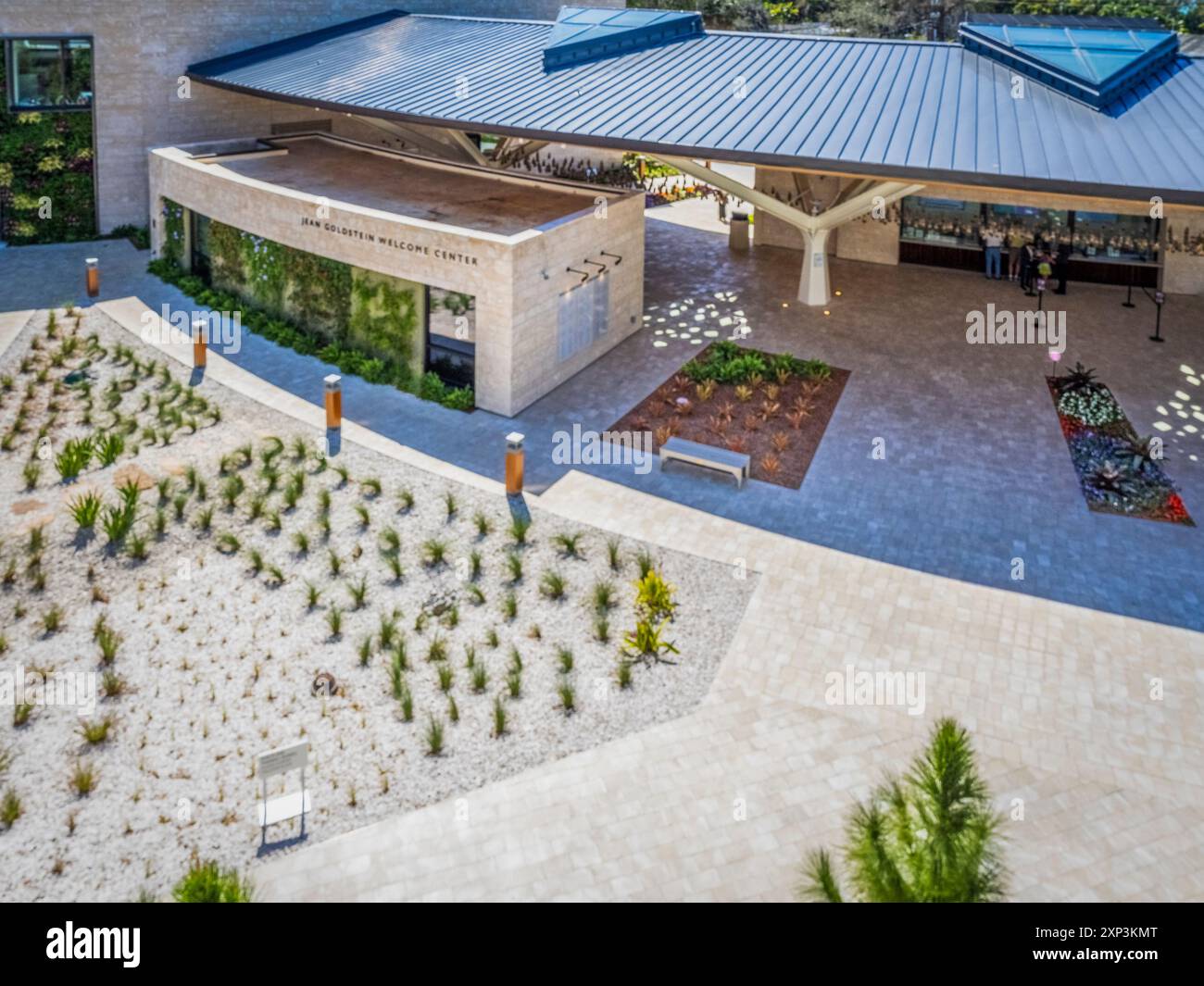 Area d'ingresso, centro di accoglienza presso i giardini botanici Marie Selby nel centro di Sarasota, Florida, USA Foto Stock