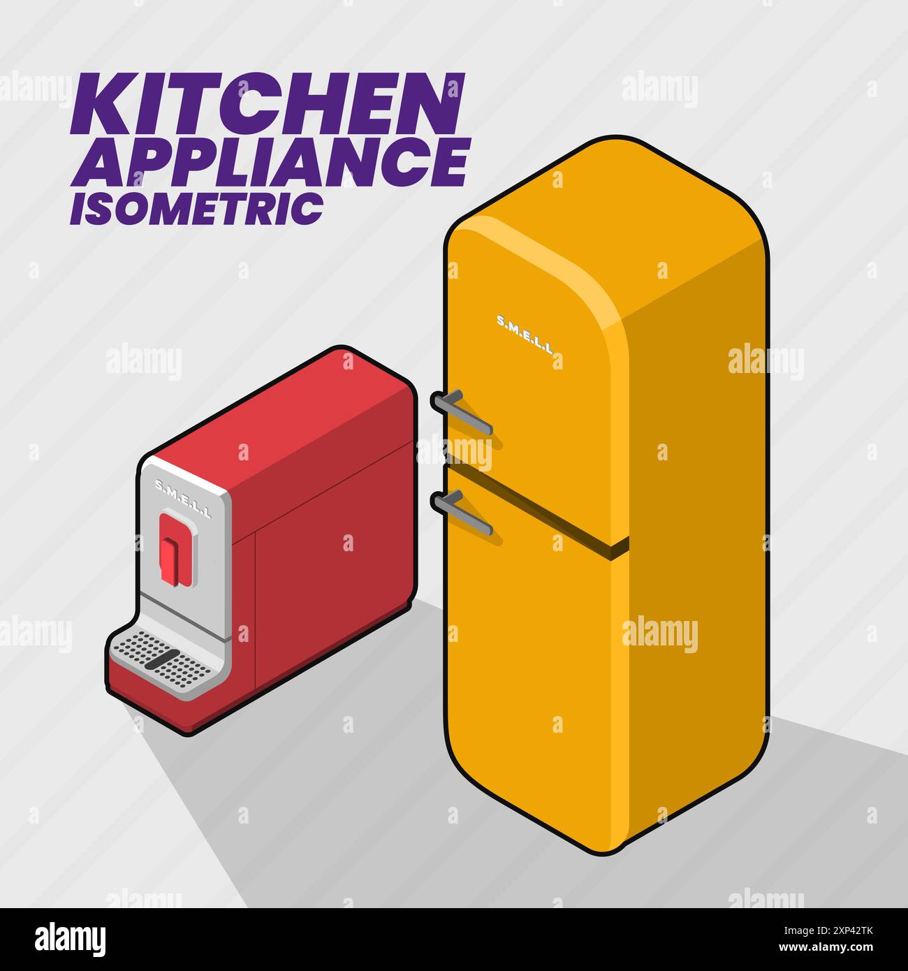 isometric Design Collection di elettrodomestici e per ufficio Illustrazione Vettoriale