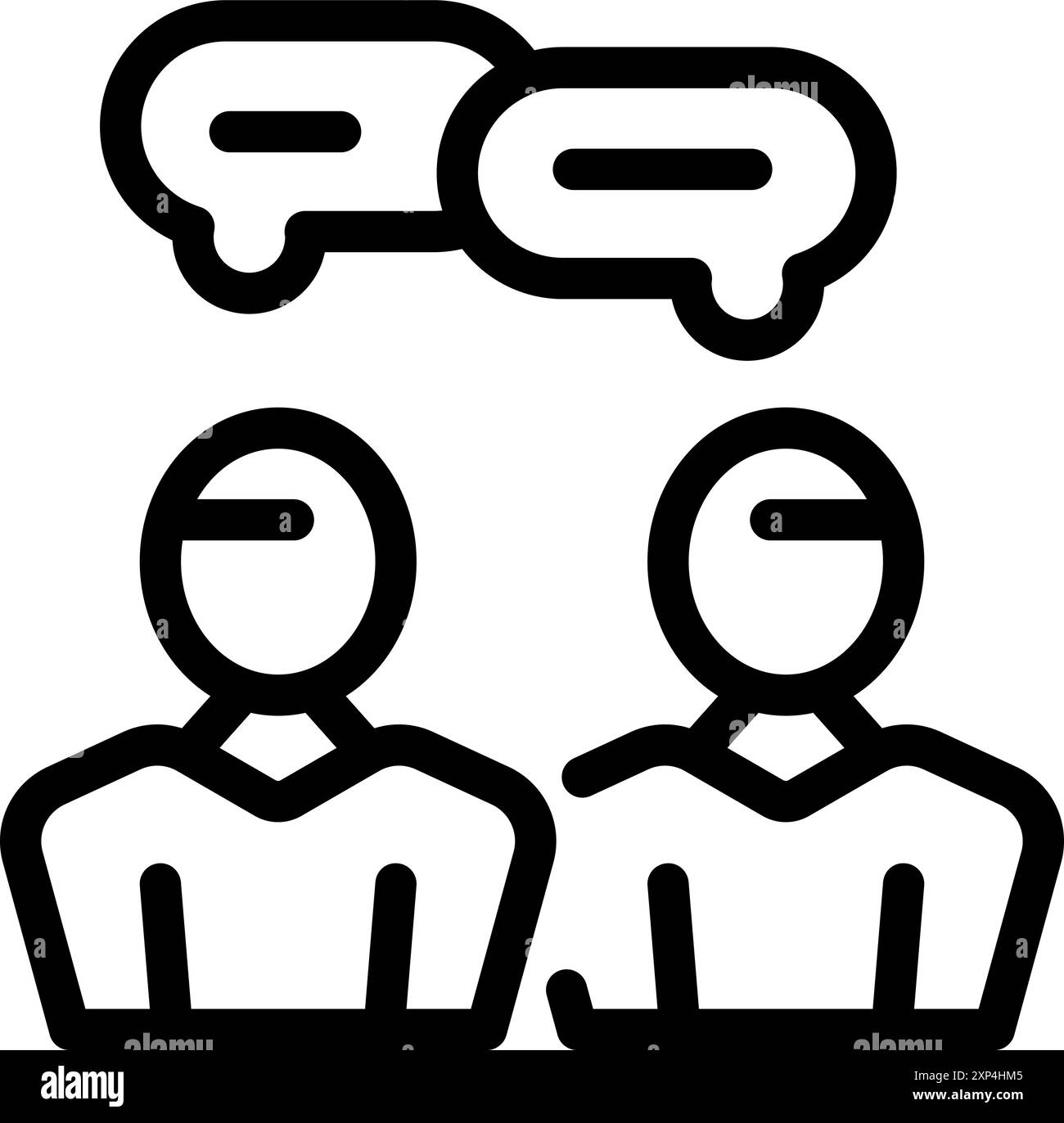 Due uomini d'affari stanno avendo una conversazione, scambiando idee e pensieri Illustrazione Vettoriale