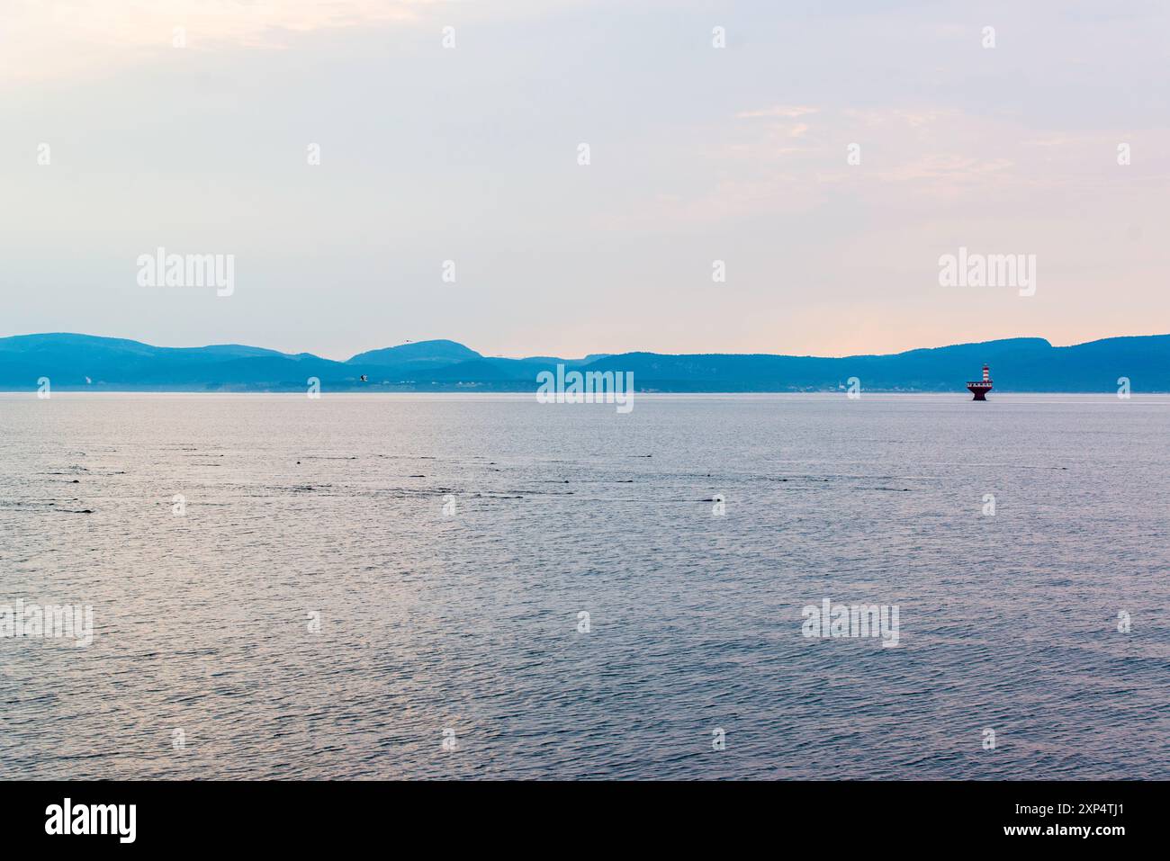 Tadoussac, Canada - luglio 27 2024: Saguenay Valley di sera nella baia di Tadoussac Foto Stock