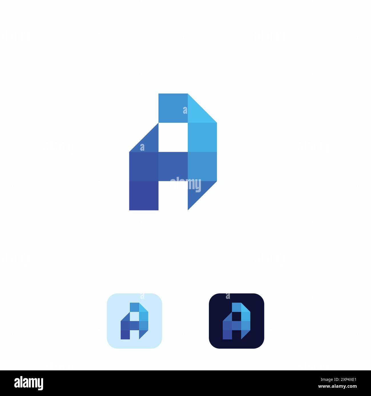 Lettera Un modello di elemento logo pixel dati moderno e tecnologico creativo. Illustrazione vettoriale Illustrazione Vettoriale