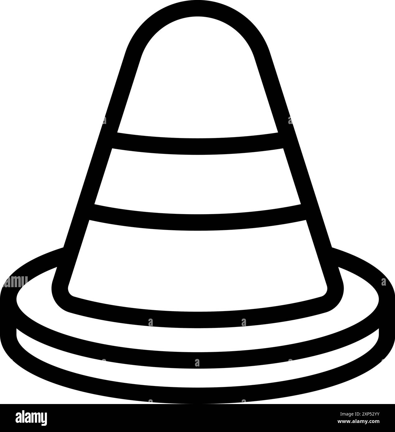 Semplice icona di linea di un cono stradale, solitamente utilizzata per delimitare le aree in caso di pericolo o lavori stradali Illustrazione Vettoriale