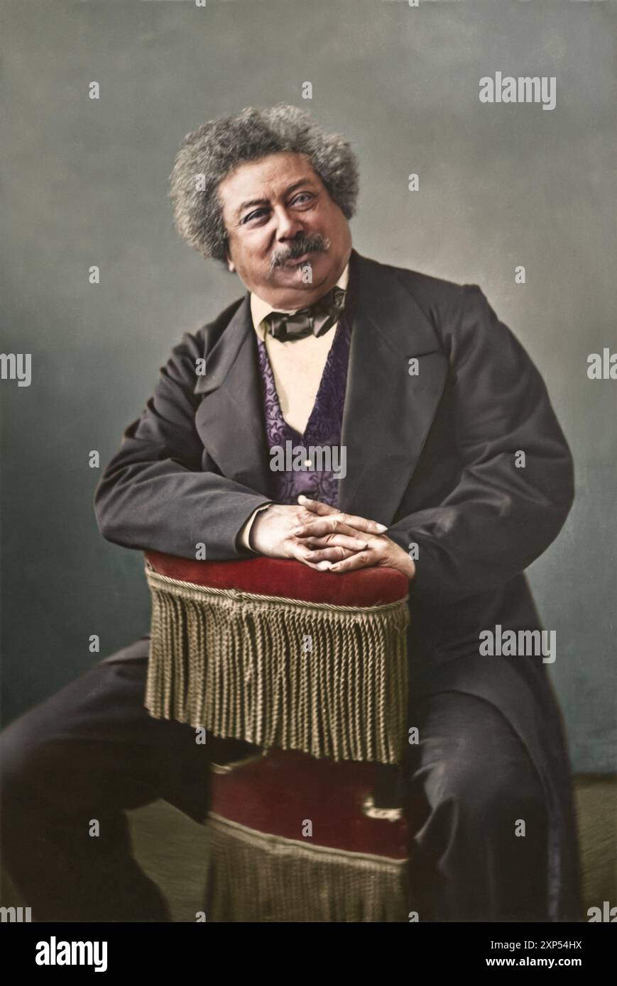 Alexandre Dumas, Père. Anno: 1855 (negativo). Circa 53 anni. Stampato intorno: 1900-1930. Fotografato da Nadar. Stampato da Paul Nadar. Fabbricato a Parigi, Francia. Stampa in argento gelatina. Foto Stock