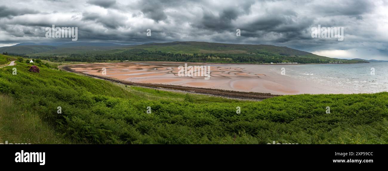 Applecross Bay Beach sulla costa atlantica delle Highlands in Scozia, Regno Unito Foto Stock