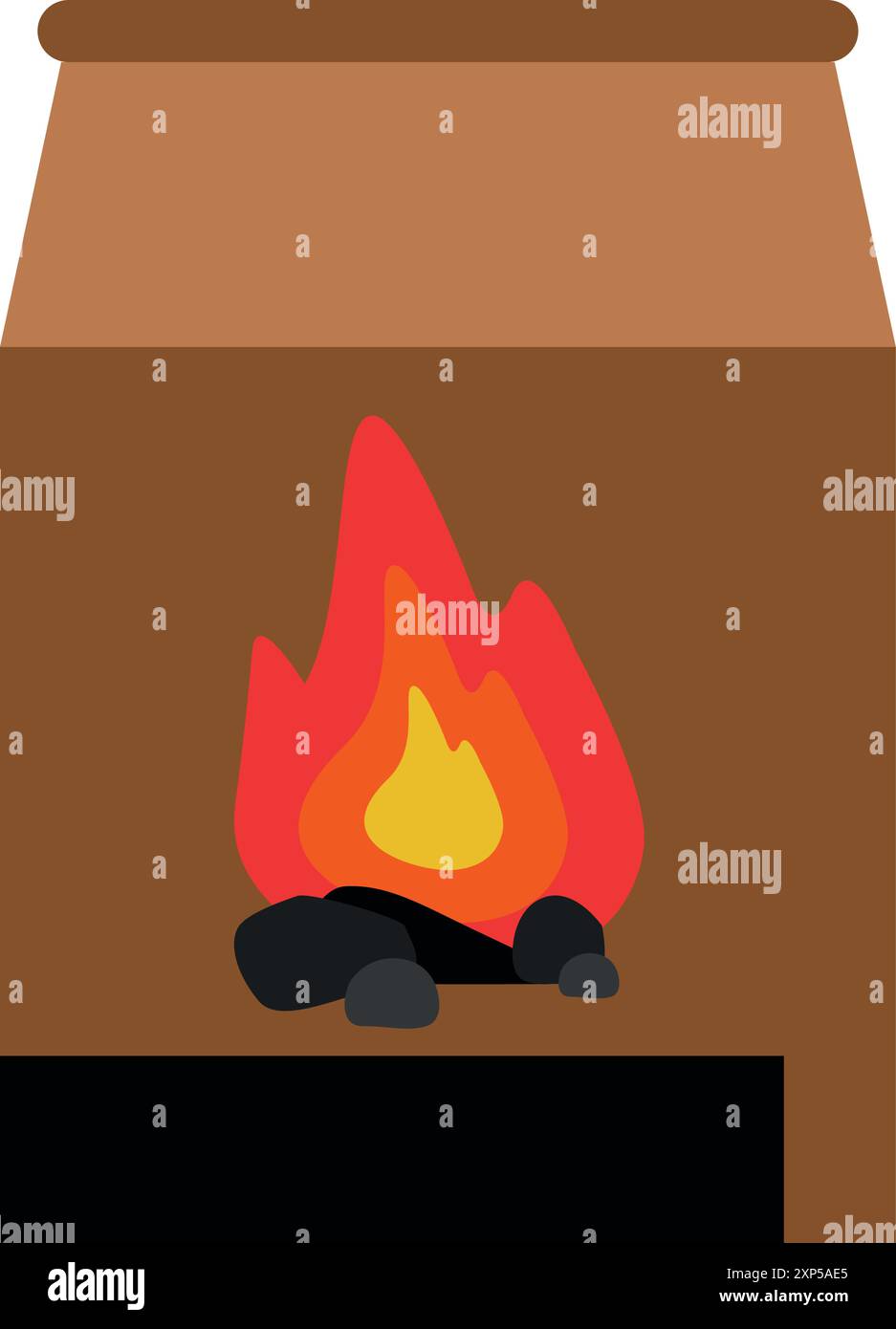 Icona del colore del sacchetto di carbone per barbecue. Carburante per griglia Illustrazione Vettoriale