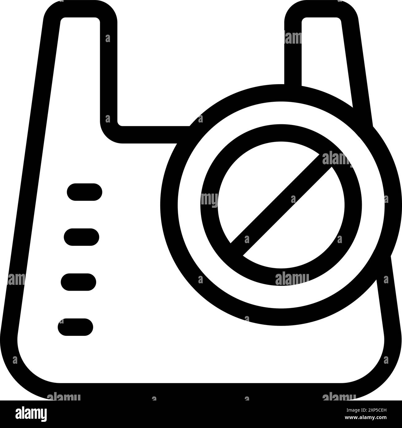 Icona di un sacchetto di plastica con un simbolo no che rappresenta la lotta contro l'inquinamento Illustrazione Vettoriale