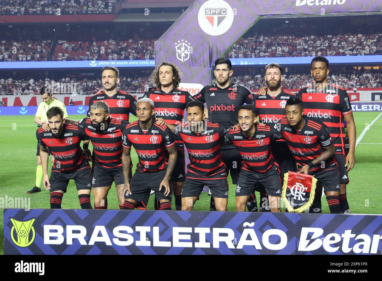 San Paolo, San Paolo, Brasile. 3 agosto 2024. Sao Paulo (SP), 03/08/2024 Ã¢â‚¬' FOOTBALL/BRASILIANO/SAO PAULO/FLAMENGO/SP - la squadra Flamengo, durante la partita tra San Paolo e Flamengo, per il 21° dei 2024 Campionati brasiliani di serie A, a Morumbis, questo sabato 3 agosto 2024. (Credit Image: © Leco Viana/TheNEWS2 via ZUMA Press Wire) SOLO PER USO EDITORIALE! Non per USO commerciale! Crediti: ZUMA Press, Inc./Alamy Live News Foto Stock