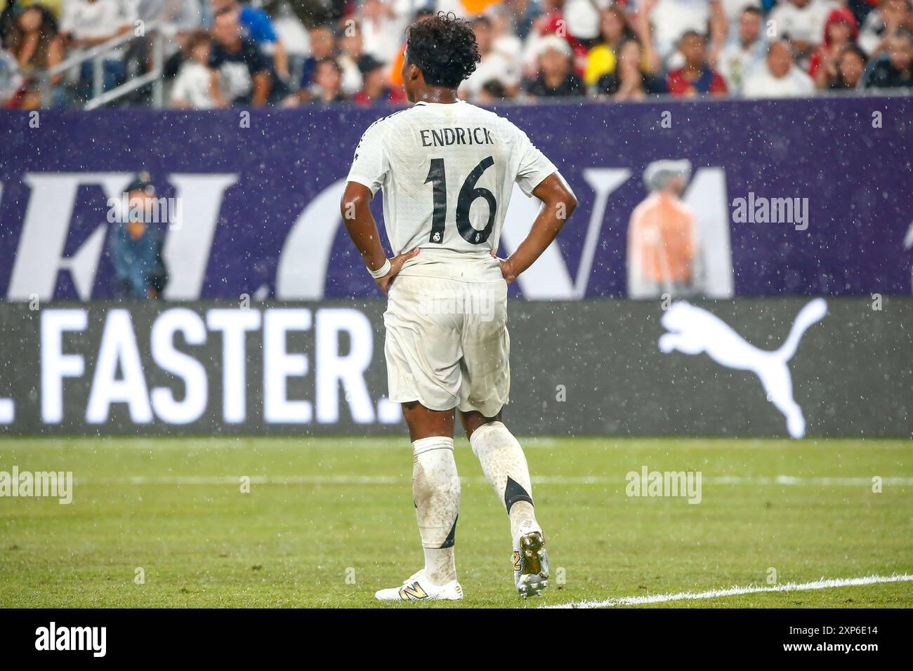 Endrick del Real Madrid durante una partita contro il Barcellona, una partita valida per il Soccer Champions Tour (partita amichevole) allo stadio MetLife di East Rutherford questo sabato 3 agosto 2024. Crediti: Brasile Photo Press/Alamy Live News Foto Stock