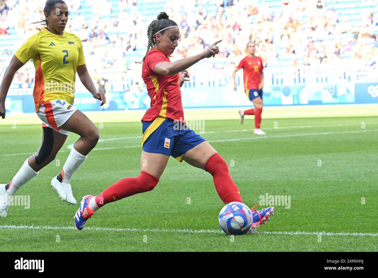 Parigi, Francia. 3 agosto 2024. Athenea del Castillo di Spagna, calcio, donne&#39;s quarti di finale tra Spagna e Colombia durante i Giochi Olimpici di Parigi 2024 il 3 agosto 2024 allo stadio Groupama di Decines-Charpieu vicino a Lione, Francia Foto Stock