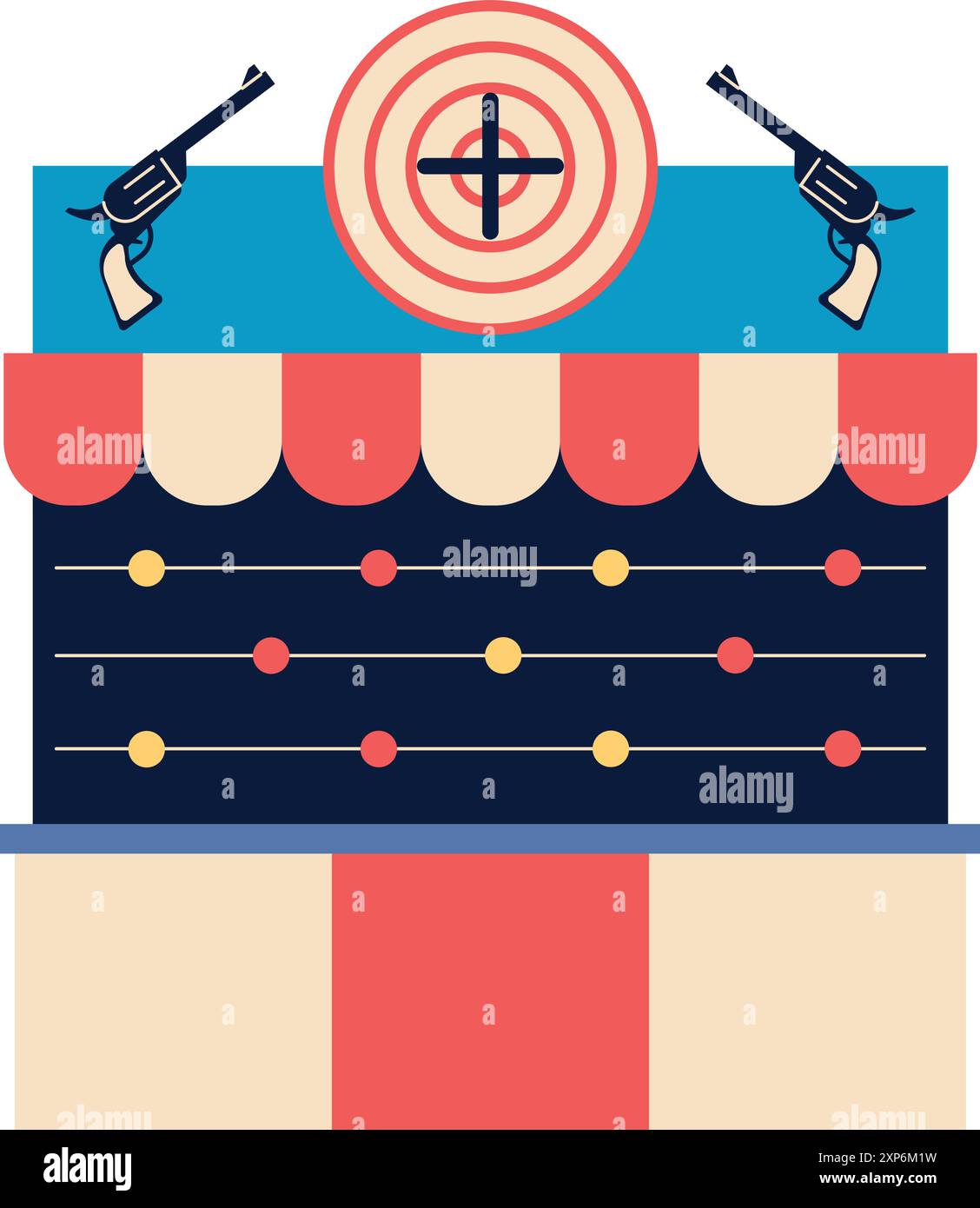 Icona a colori del cavalletto di Carnevale. Parco divertimenti AIM game Illustrazione Vettoriale